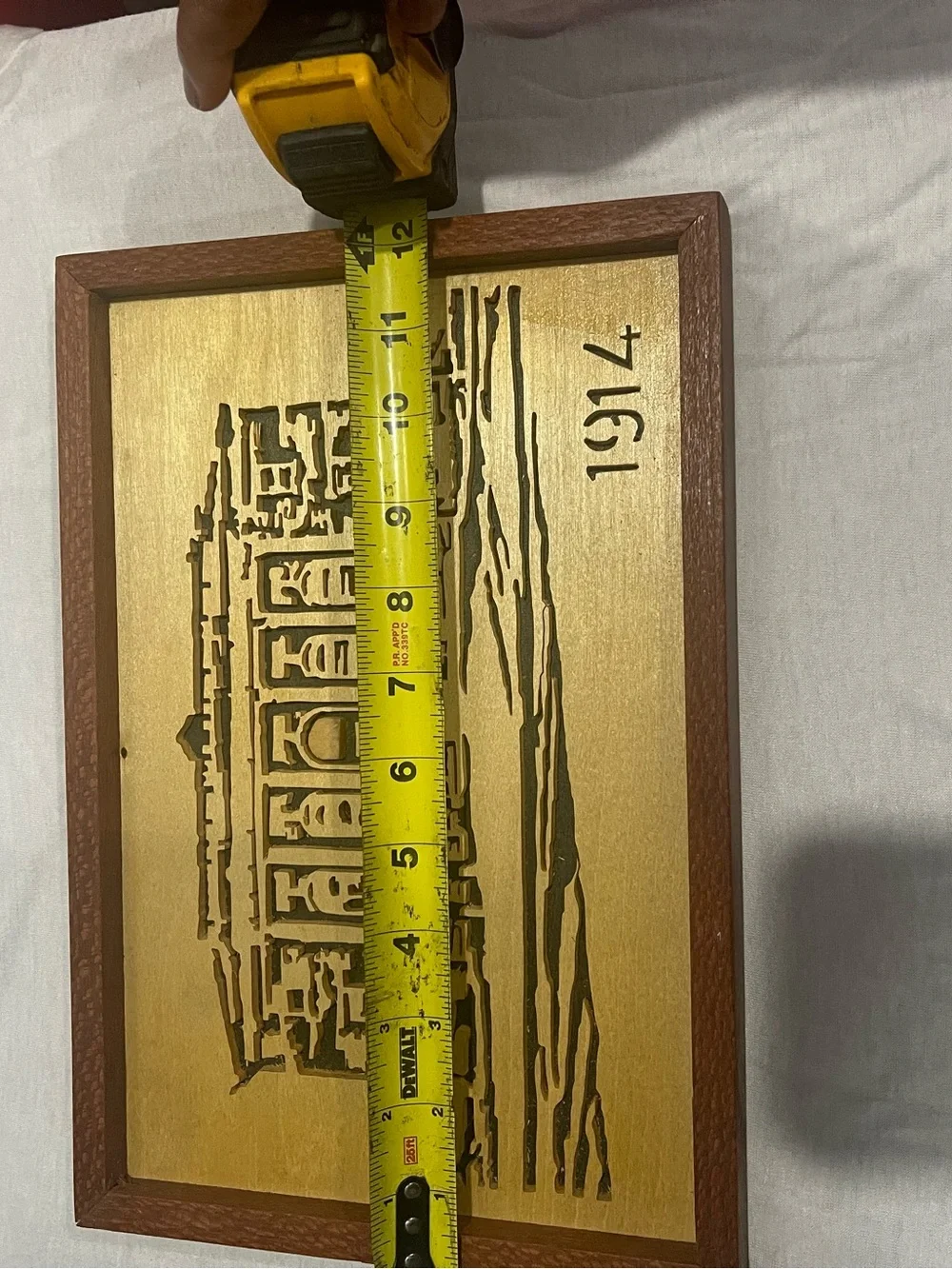 Brown Wooden Framed Wall Plaque - 1914 Architectural Design